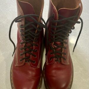Red Leather Doc Marten Lace-Up Boots Size 8